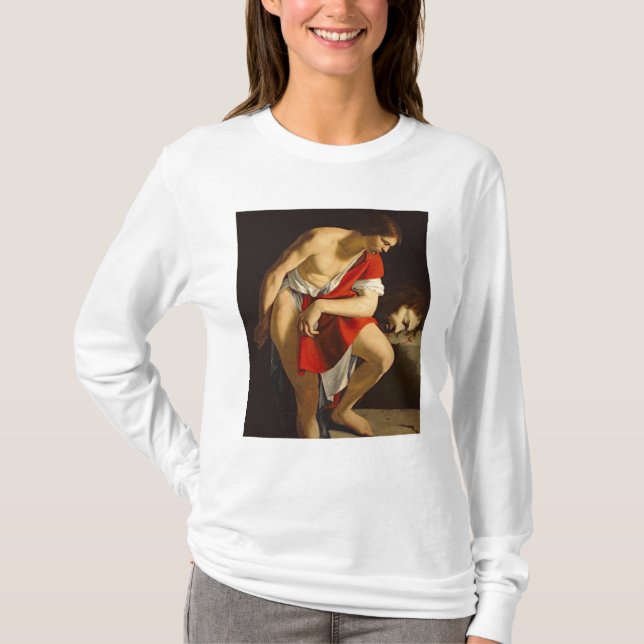 David som beskådar huvudet av Goliath Tee Shirt (Framsida)