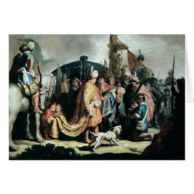 David som erbjuder huvudet av Goliath ska göra Hälsningskort (Framsidan Horizontal)