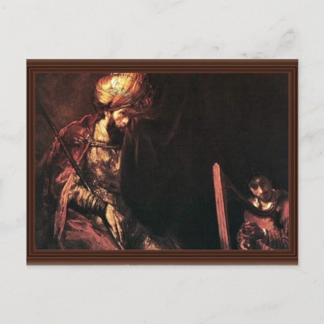 David spelar Harp före Saul. Vykort (Framsida)