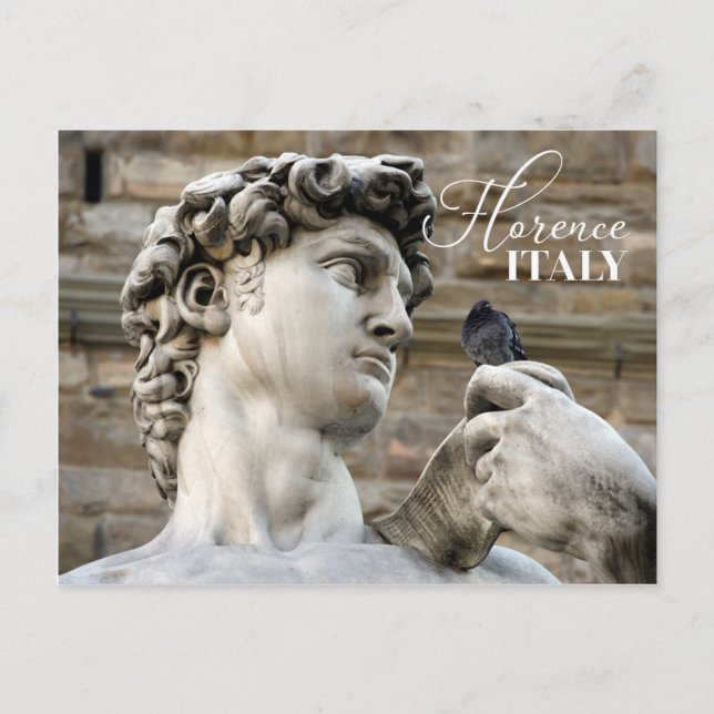 David statue och en duva vykort (Framsida)