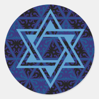 David Stickers blå stjärna Runt Klistermärke