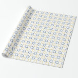 David stjärna | Blått gult mönster Presentpapper<br><div class="desc">Judiska Helgdagar Stjärna för David Gift Wrapping Papper. Matchningskort,  frimärke för porto och andra tillgängliga produkter</div>