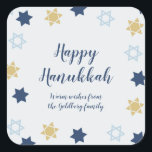 David stjärna | Cute Blue och Guld Hanukkah Fyrkantigt Klistermärke<br><div class="desc">Cute Hanukkah Blue Star of David design</div>