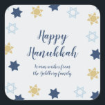 David stjärna | Cute Blue och Guld Hanukkah Fyrkantigt Klistermärke<br><div class="desc">Cute Hanukkah Blue Star of David design</div>