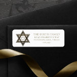 David stjärna | Elegant Faux Guld Returadress Returadress Etikett<br><div class="desc">Minimal klassisk guld Pub/Bat mitzvah och Hanukkah moderna David Star mot en solid bakgrund skapar en elegant,  sofistikerad utformning. Om du vill ha mer information om färg eller matchande produkter kan du gå till JustFharryn @ Zazzle.com eller kontakta designern,  c/o Fharryn@yahoo.com Alla höger reserverade. #zazzlemade #christmasdecor</div>