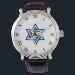 David stjärna i Blue Manar Watch Armbandsur<br><div class="desc">Visa kärlek för Israel samtidigt som du talar om tiden i Manar Vintage Leather Watch, ett stort tidsstycke som aldrig kommer att gå ut från stil, med en klassisk stjärna med David-symbolen placerad i mitten med en elegant roman-klocka ansikte. Ett vackert och meningsfullt tidsstycke för vilket tillfälle som helst, det...</div>