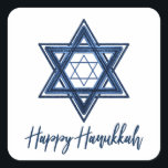 David stjärna | Klassisk blå modern Lycklig Hanukk Fyrkantigt Klistermärke<br><div class="desc">Minimal klassisk blå Pub/Bat mitzvah och Hanukkah moderna stjärnan av David mot en vit bakgrund skapar en elegant,  sofistikerad utformning. Om du vill ha mer information om färg eller matchande produkter går du till JustFharryn @ Zazzle.com. Alla höger reserverade. #zazzlemade</div>