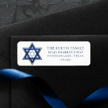 David stjärna | Klassisk blå modern Returadress Returadress Etikett<br><div class="desc">Minimal klassisk blå Pub/Bat mitzvah och Hanukkah moderna stjärnan av David mot en vit bakgrund skapar en elegant,  sofistikerad utformning. Om du vill ha mer information om färg eller matchande produkter går du till JustFharryn @ Zazzle.com. Alla höger reserverade. #zazzlemade</div>