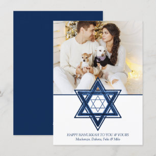David stjärna Klassiskt Blue Modern Hanukkah Pho Julkort