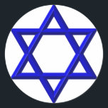 David stjärna runt klistermärke<br><div class="desc">David-stjärnan - Finns i Blue eller Guld. Du kan lägga till ditt eget ord,  bilder och/eller ändra färg i bakgrunden med Zazzles underbara anpassningsverktyg. Den här bilden finns även på dussintals andra produkter.</div>