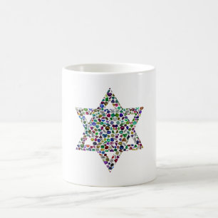 David-stjärnan gjord med Gemstones i All Färg Magisk Mugg