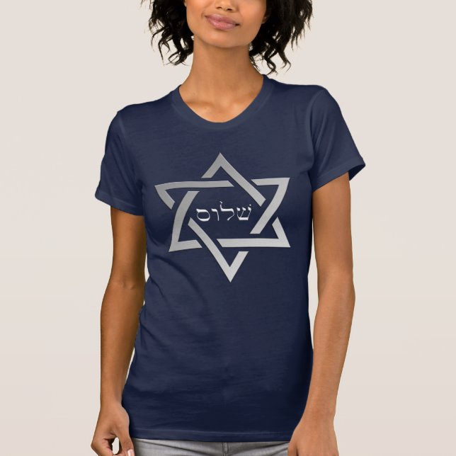 David-stjärnan med Shalom i Hebrew Tröja (Framsida)