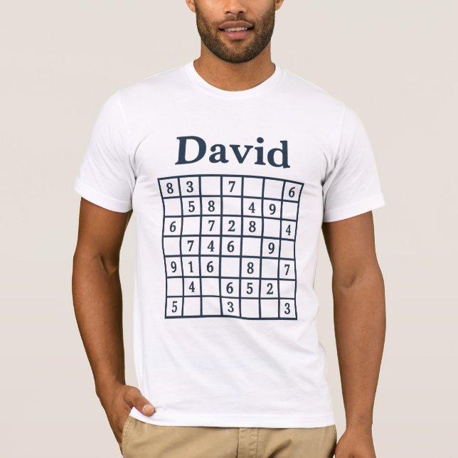 David Sudoku Pussel – Klassisk Navy Blue Edition T Shirt (Framsida)