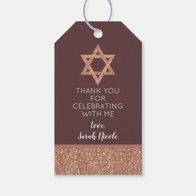 David Tack stjärna bat mitzvah Ro Guld Presentetikett (Framsidan)