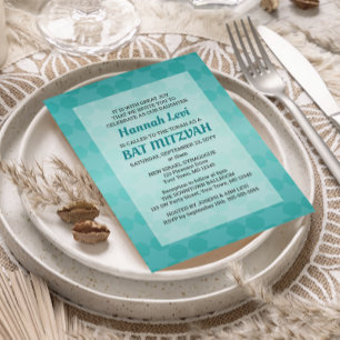 David Teal Ombre-Bat mitzvah stjärna Inbjudningar