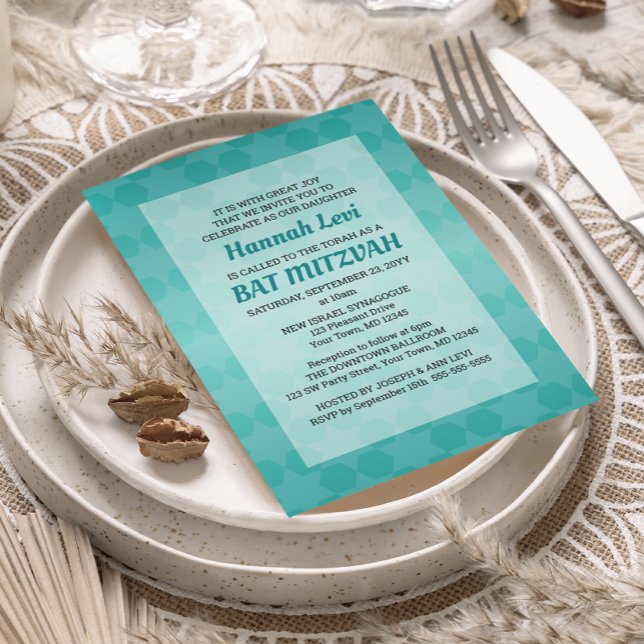 David Teal Ombre-Bat mitzvah stjärna Inbjudningar (Skapare uppladdad)