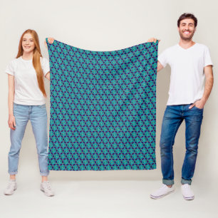 David Tessellation, blå och turkos stjärna Fleecefilt