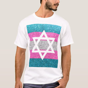 David Transexual Jewish Star i Gay pride Glitter T Shirt