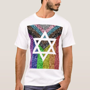 David Transexual Jewish Star i Gay pride Glitter T Shirt