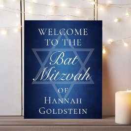 David Välkommen - Modern Bat mitzvah Blue Star Poster