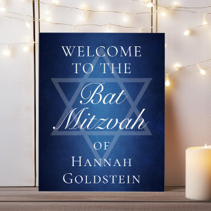 David Välkommen - Modern Bat mitzvah Blue Star Poster