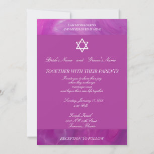 David - Violet Background Jewish Bröllop Inbjudningar