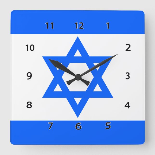 David Wall Clock, Israels Flagga Star Fyrkantig Klocka (Framsida)