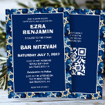 David Watercolor Anpassningsbar QR Pub Bat mitzvah Inbjudningar<br><div class="desc">Perfekt-kort för att tillkännage ett bat mitzvah, pub mitzvah eller annat judiskt firande! Star mönster för dig på framsidan och baksidan! FULLT ANPASSADE! Klicka på "Anpassa" ovan om du vill redigera texten på framsidan och baksidan och lägga till länken till QR-koden. Klicka på "Redigera med verktyg" om du vill justera...</div>
