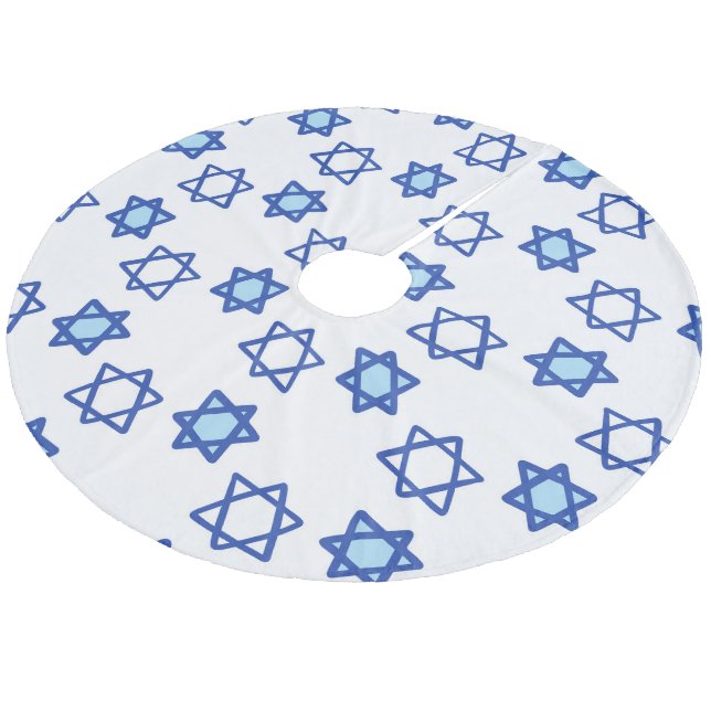 David White och Blue Hanukkah Julgransmatta Fleece (Vinklad)