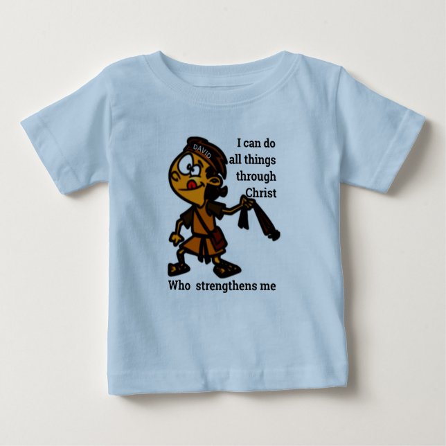 David With Slingshot Bible Story Hero Character T Shirt (Framsida)