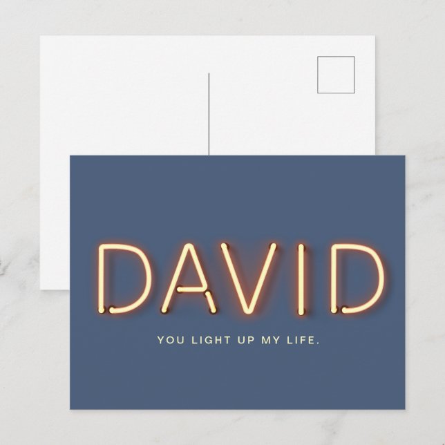 David You Light Up My Life Neon Ljus Vykort (Fram/baksida)