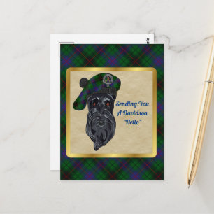 Davidson Klan Badge & Tartan Postcard Vykort