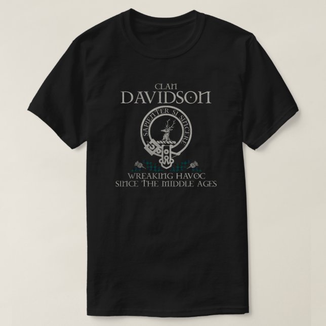 Davidson Klan vapensköld Scottish Surname tartan T Shirt (Design framsida)