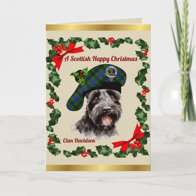 Davidson Scottie Hund Personlig Jul Kort (Framsida)