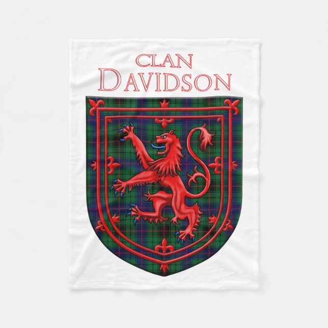 Davidson Tartan Scottish Plaid Lion Rampant Fleecefilt (Framsidan)