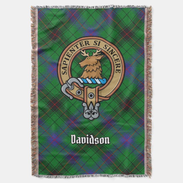 Davidsonklanens vapensköld över tartan filt (Framsidan Vertikal)