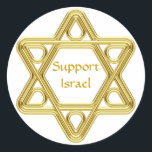 Davidsstjärnaguld Runt Klistermärke<br><div class="desc">Visa din pride i ditt judiska arv och din service av Israel med denna stylized guld- design för davidsstjärnan. Denna design är anpassadet tillfogar din egna bakgrundsfärg och ändrar fullständigt texten.</div>