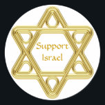Davidsstjärnaguld Runt Klistermärke<br><div class="desc">Visa din pride i ditt judiska arv och din service av Israel med denna stylized guld- design för davidsstjärnan. Denna design är anpassadet tillfogar din egna bakgrundsfärg och ändrar fullständigt texten.</div>