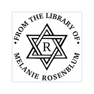 Davidstjärna #1 Rund bibliotek Boknamn Initial Självfärgande Stämpel