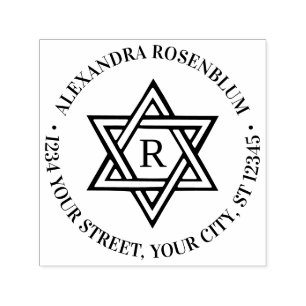 Davidstjärna #1 Rund Namn Initial Returadress Självfärgande Stämpel