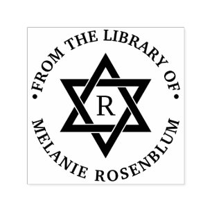 Davidstjärna #3 Rund bibliotek Boknamn Initial Självfärgande Stämpel