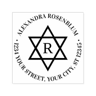 Davidstjärna #4 Rund Namn Initial Returadress Självfärgande Stämpel