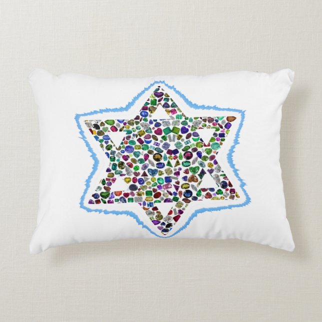 Davidstjärna gjord av ädelstenar prydnadskudde (Framsidan)