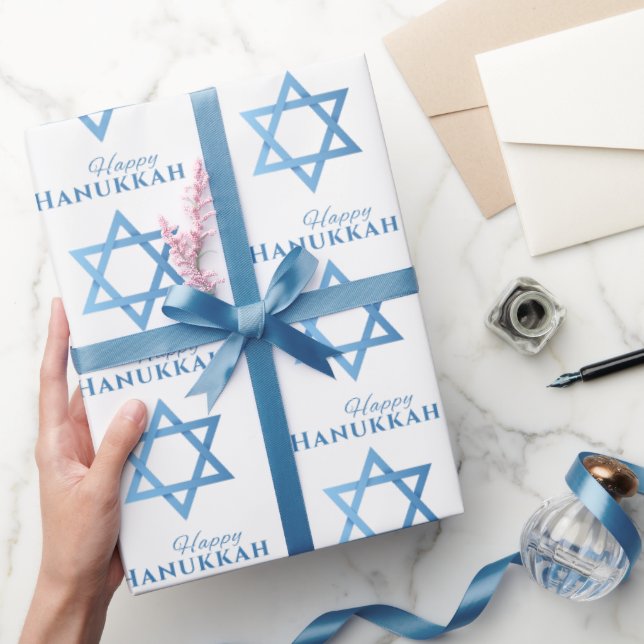 Davidstjärna Glad Hanukkah Sömlöst Mönster Presentpapper (Gifting)