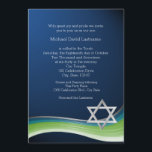 Davidstjärna Grön och blå övergång Bar Mitzvah Inbjudningar<br><div class="desc">Silver Davidstjärna och grön blå vågdesign Bar Mitzvah-inbjudan.</div>