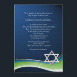 Davidstjärna Grön och blå övergång Bar Mitzvah Inbjudningar<br><div class="desc">Silver Davidstjärna och grön blå vågdesign Bar Mitzvah-inbjudan.</div>