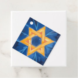Davidstjärna Hanukkah Blå Akvarell Gåvor Etiketter