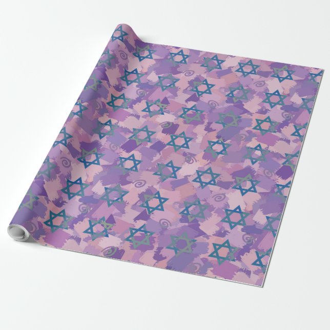 Davidstjärna Hanukkah Presentpapper (Utrullad)