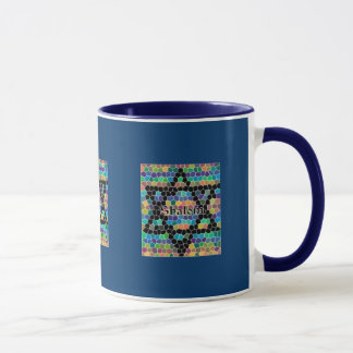 Davidstjärna mosaik-Shalom/marinblå Mugg