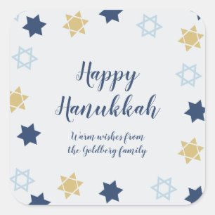 Davidstjärna   Söt blå och gul  Hanukkah Fyrkantigt Klistermärke